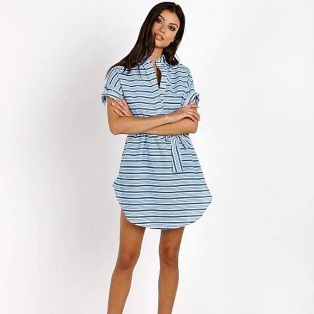 Faithful The Brand Blue Stripe Shirt Dress Tunic Size Small